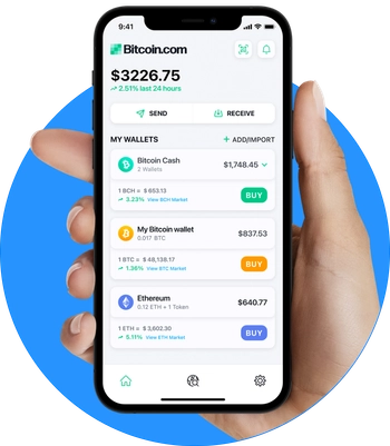 Carteira BitcoinCash num telemóvel